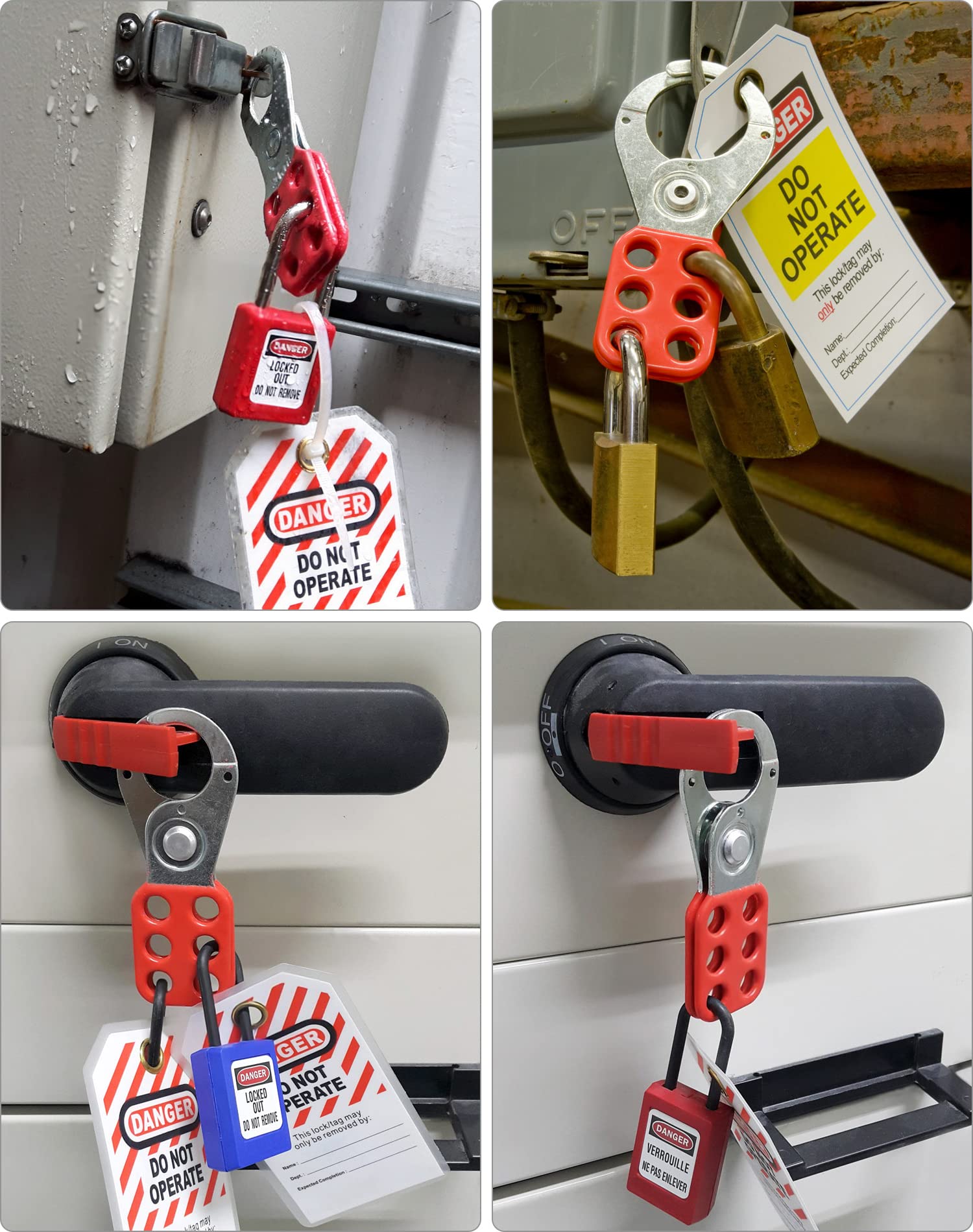 QWORK Lock Out Tag Out Hasp, 12 Pack Tamper-Proof Stainless Steel